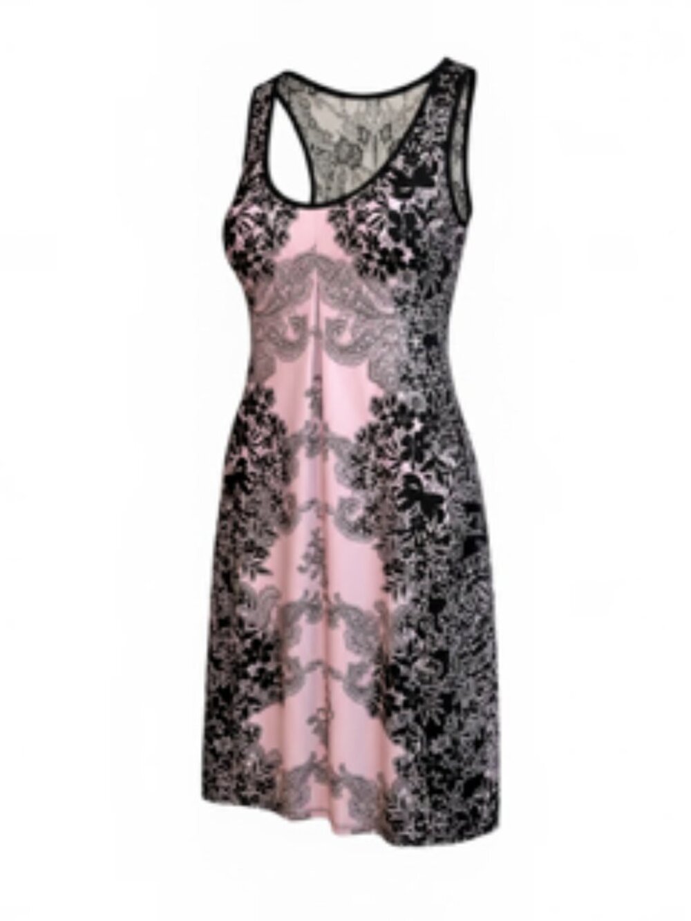 Women’s Sexy Nightgown Sleepwear Lingerie Feminine Knee Length Black/Pink Size S